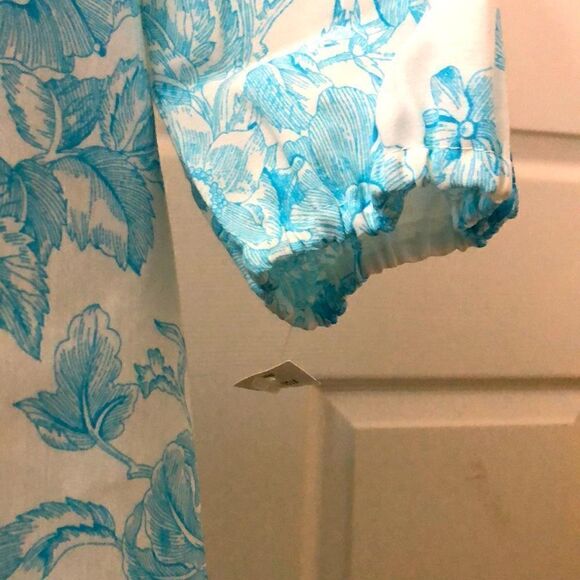 Vintage Evelyn Pearson blue floral print dressing nightgown size medium - Picture 3 of 11